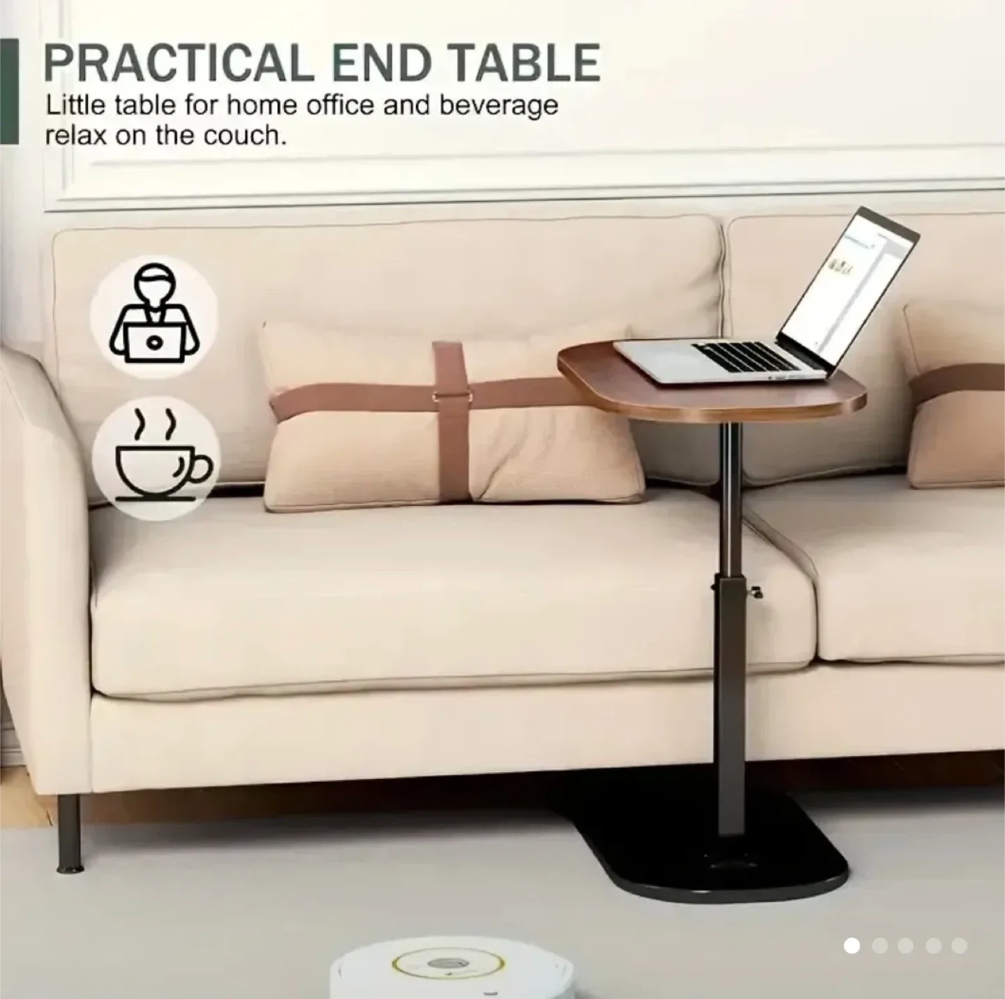 360-degree rotation Adjustable Height End Table image indicator(3)