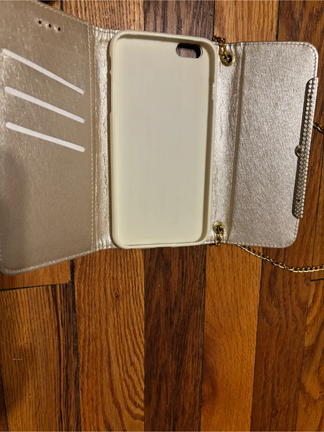 Gold Quilted Wallet Phone Case with Chain image indicator(5)