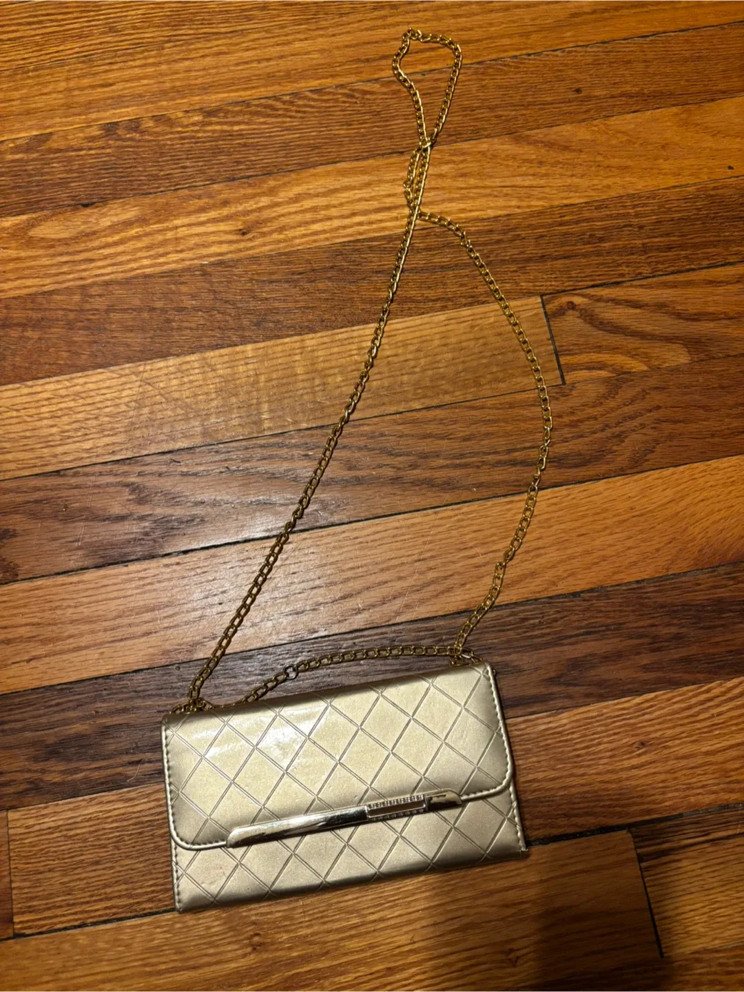 Gold Quilted Wallet Phone Case with Chain thumbnail