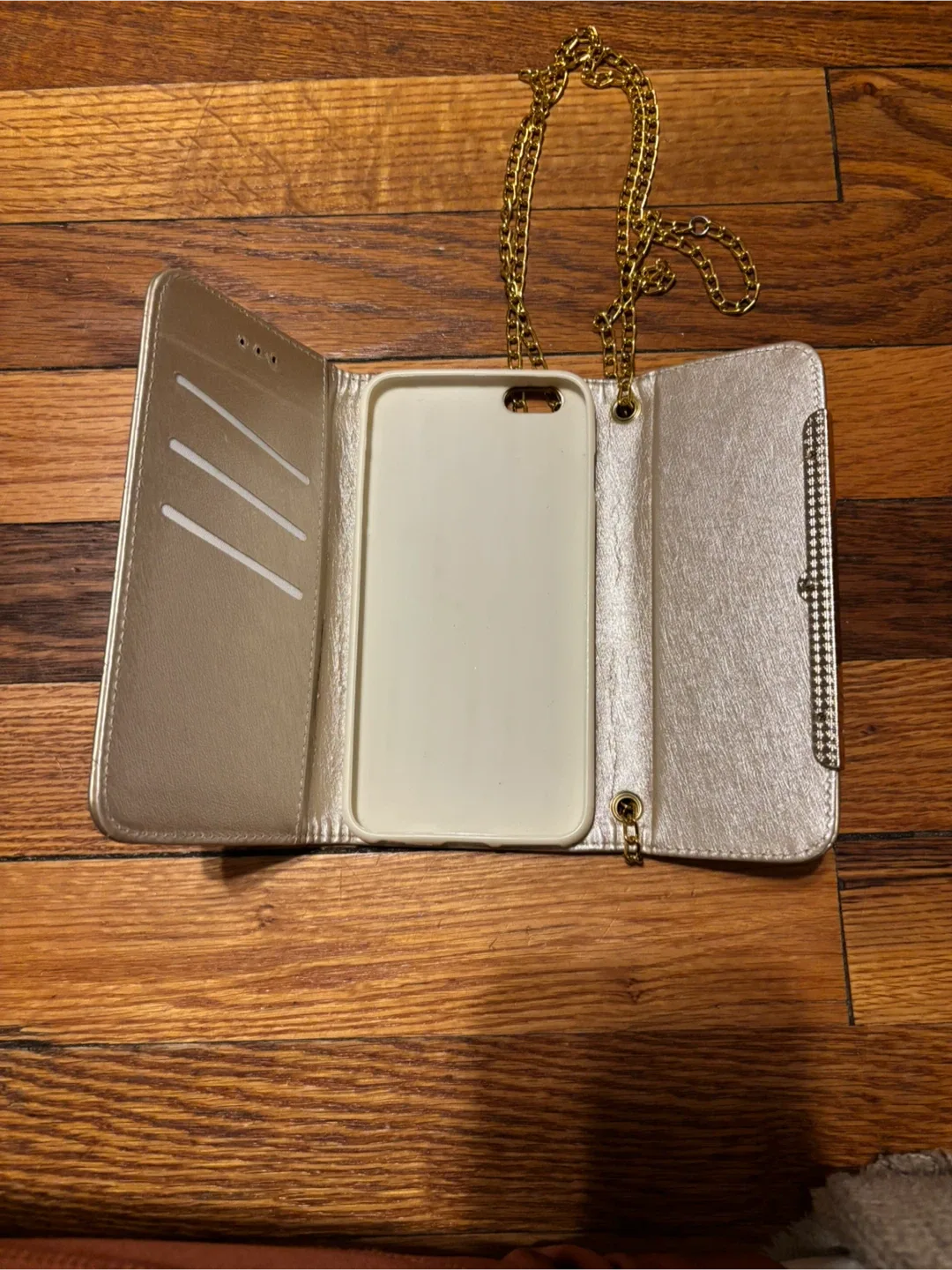 Gold Quilted Wallet Phone Case with Chain image indicator(6)