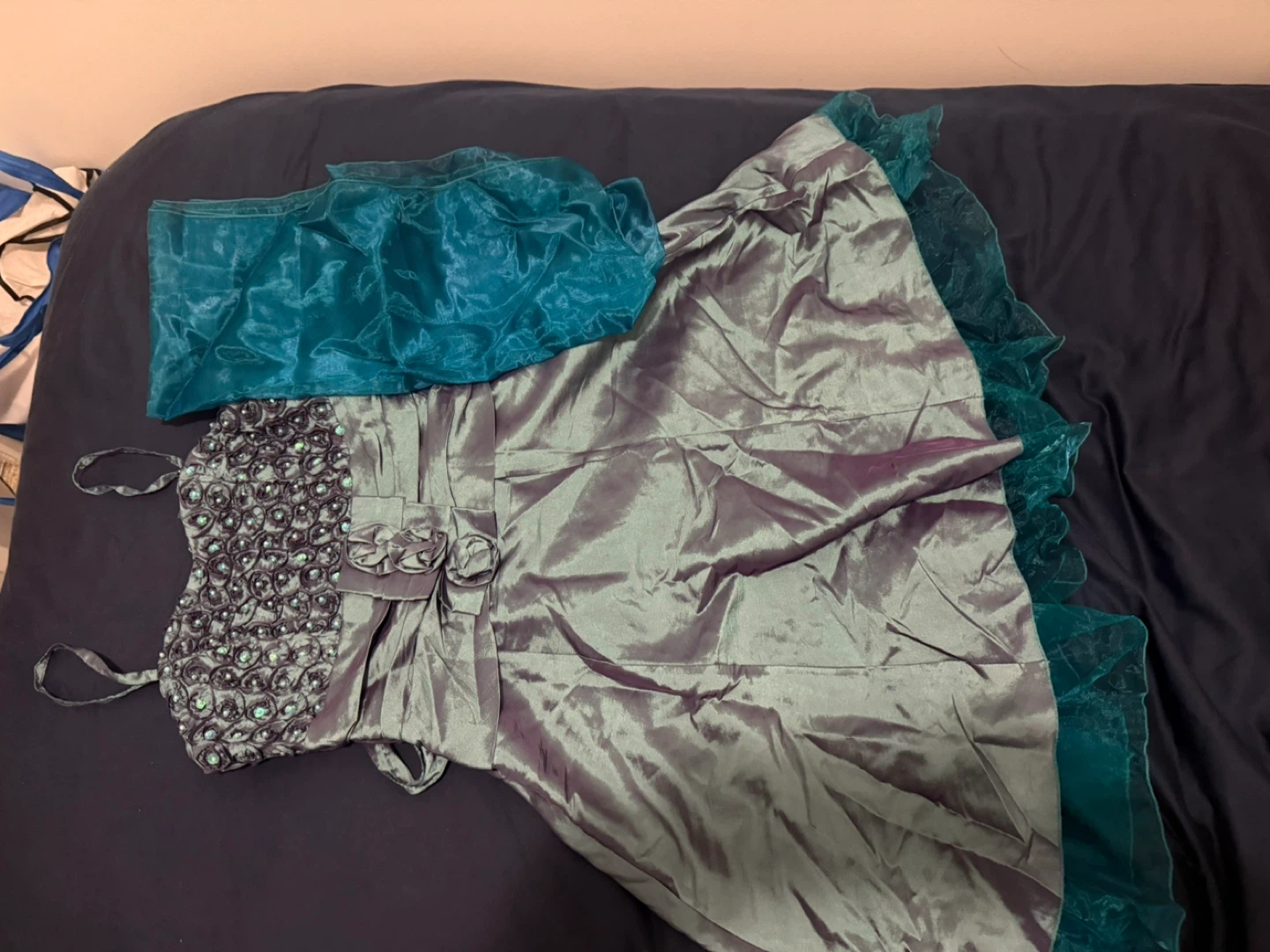 Greyish-Purple Dress with Teal Accents - photo 3