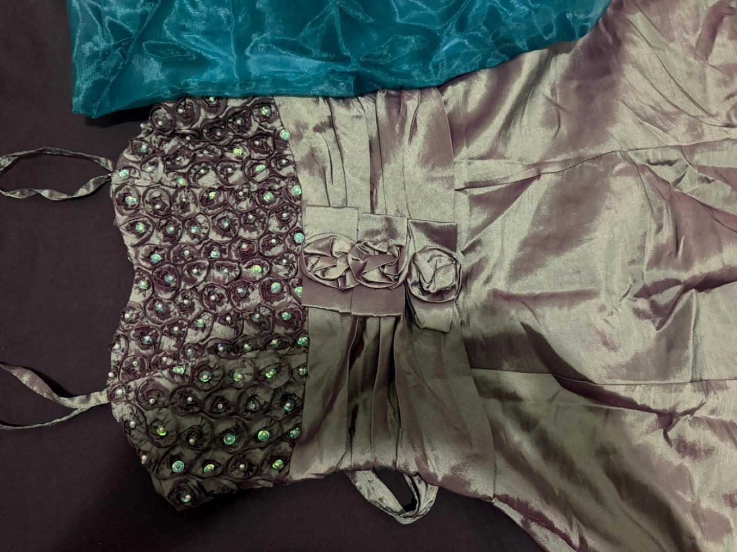 Greyish-Purple Dress with Teal Accents