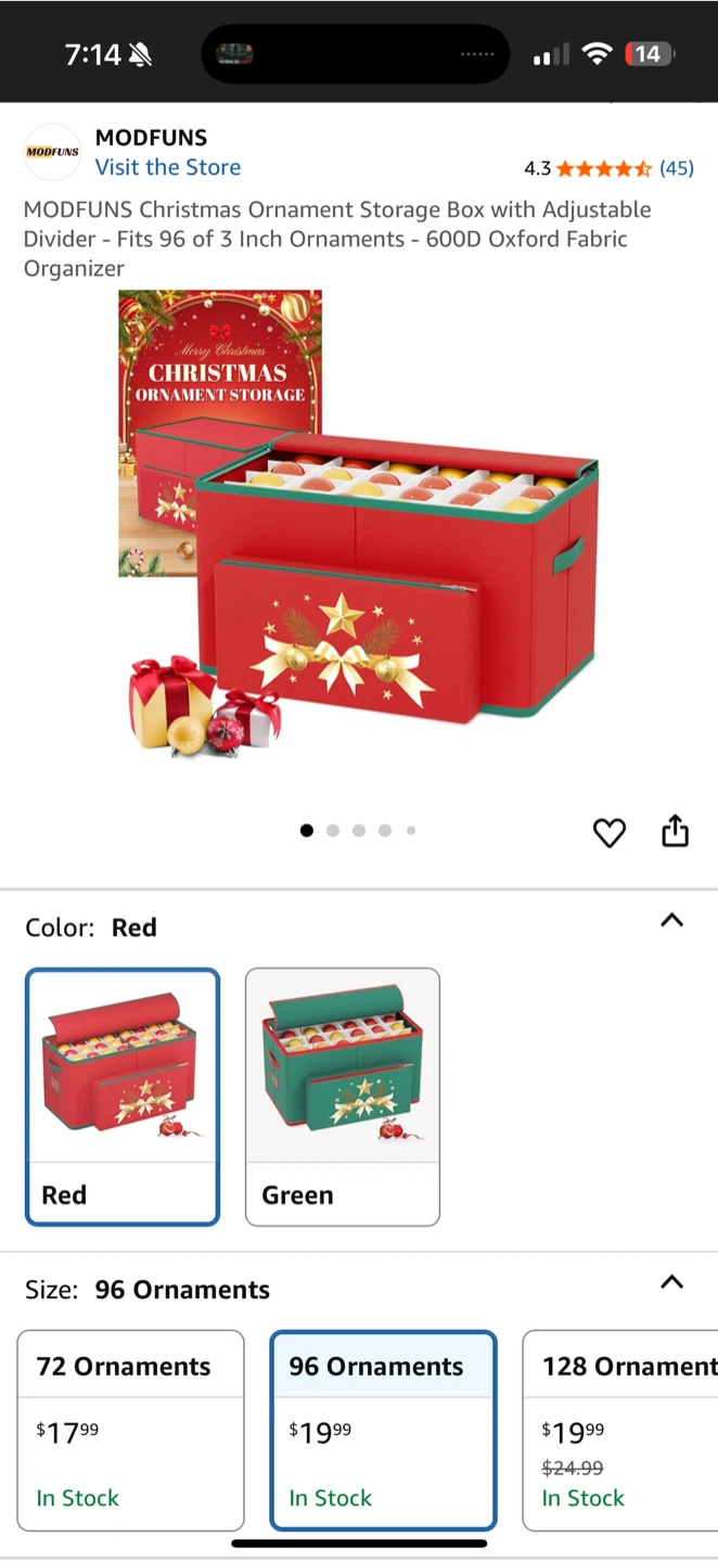 Christmas Ornament Storage Box - Red - photo 2