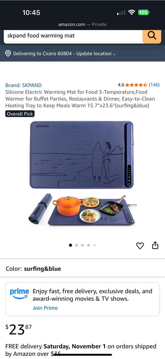 SKPAND Food Warming Mat - Like New! thumbnail