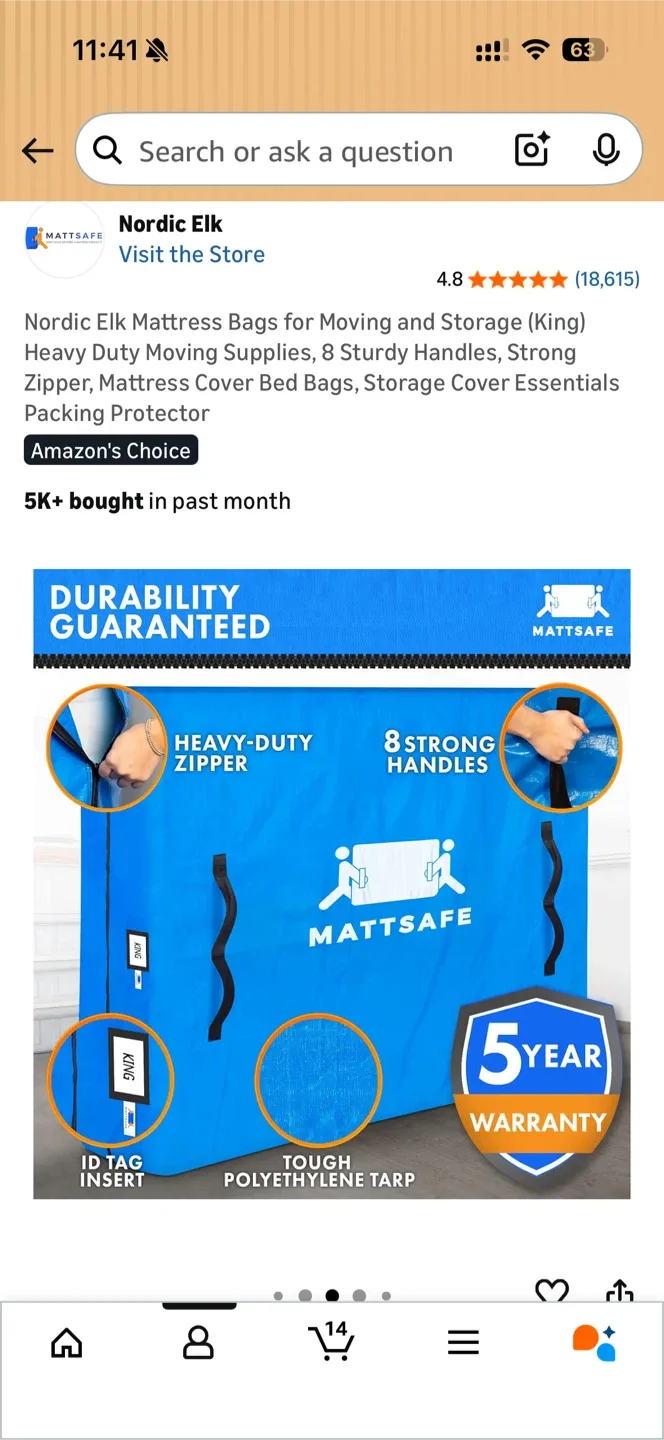 King Mattress Moving Bag - Blue - used only once image indicator(3)