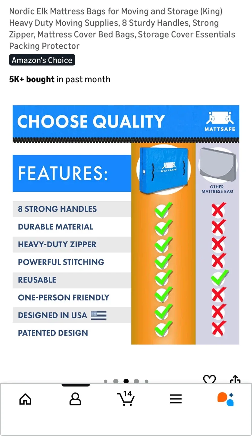 King Mattress Moving Bag - Blue - used only once image indicator(4)