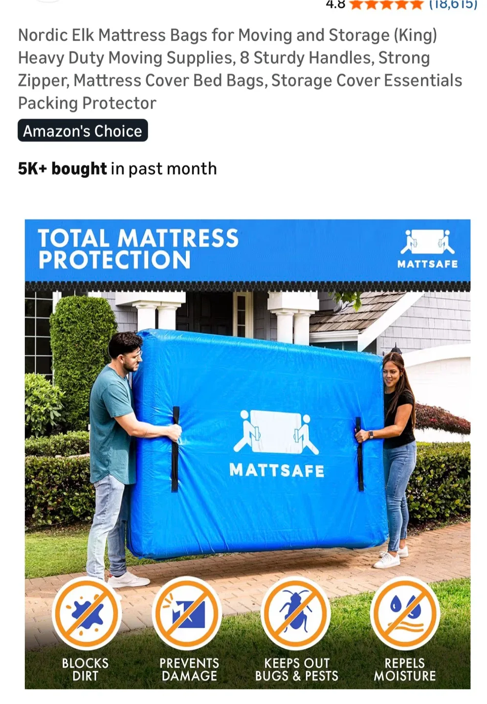 King Mattress Moving Bag - Blue - used only once image indicator(2)