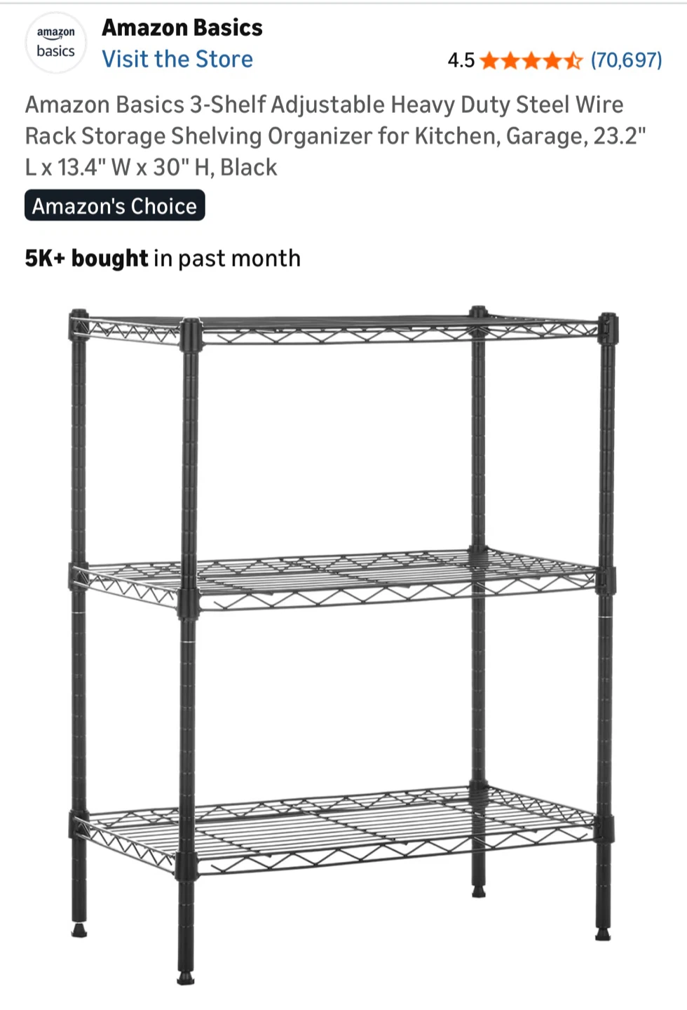 3-Shelf Steel Wire Rack + sleeves (original price $70)