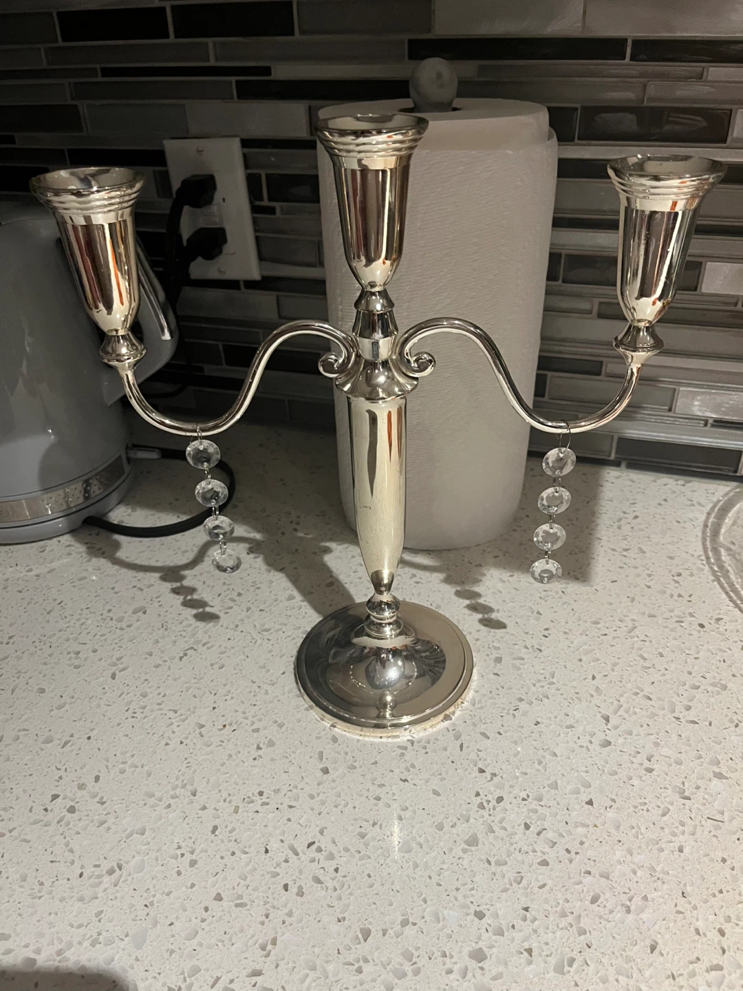 Silver Coloured Candlestick Holder