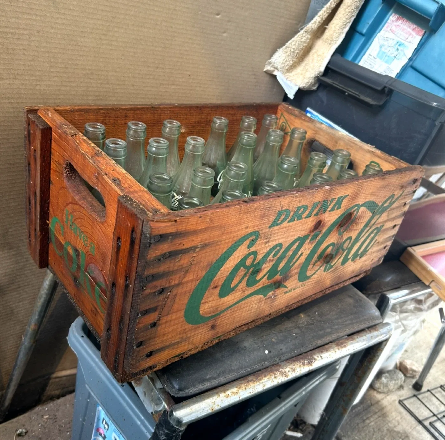 Vintage Coca-Cola Bottles & Wooden Crate thumbnail