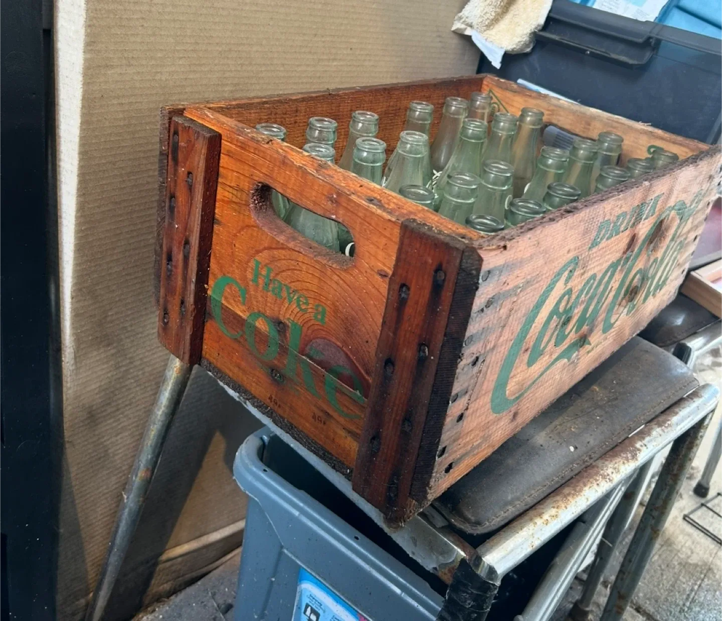 Vintage Coca-Cola Bottles & Wooden Crate image indicator(8)