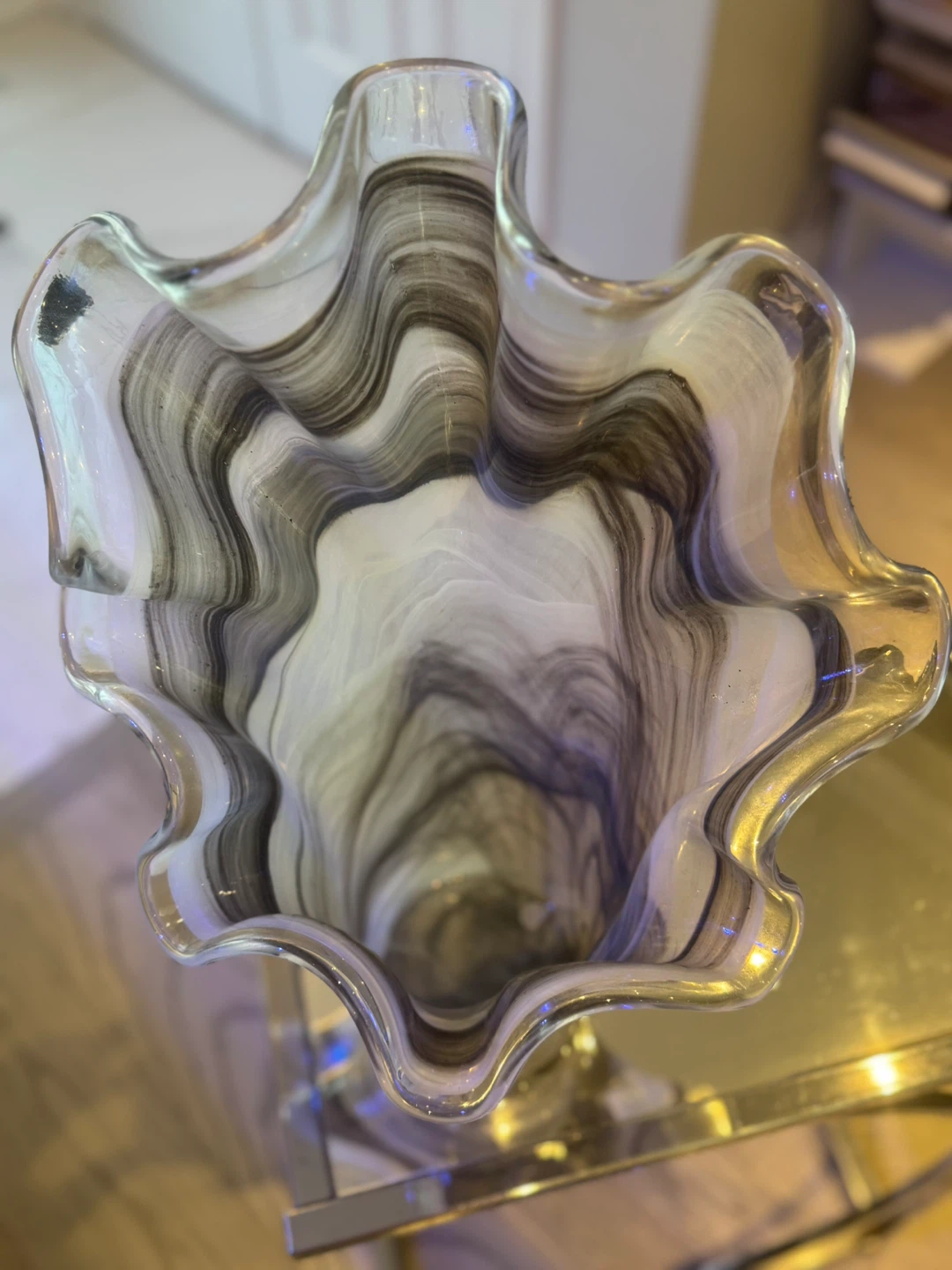 Decorative Glass Vase - Grey White Swirl - photo 4
