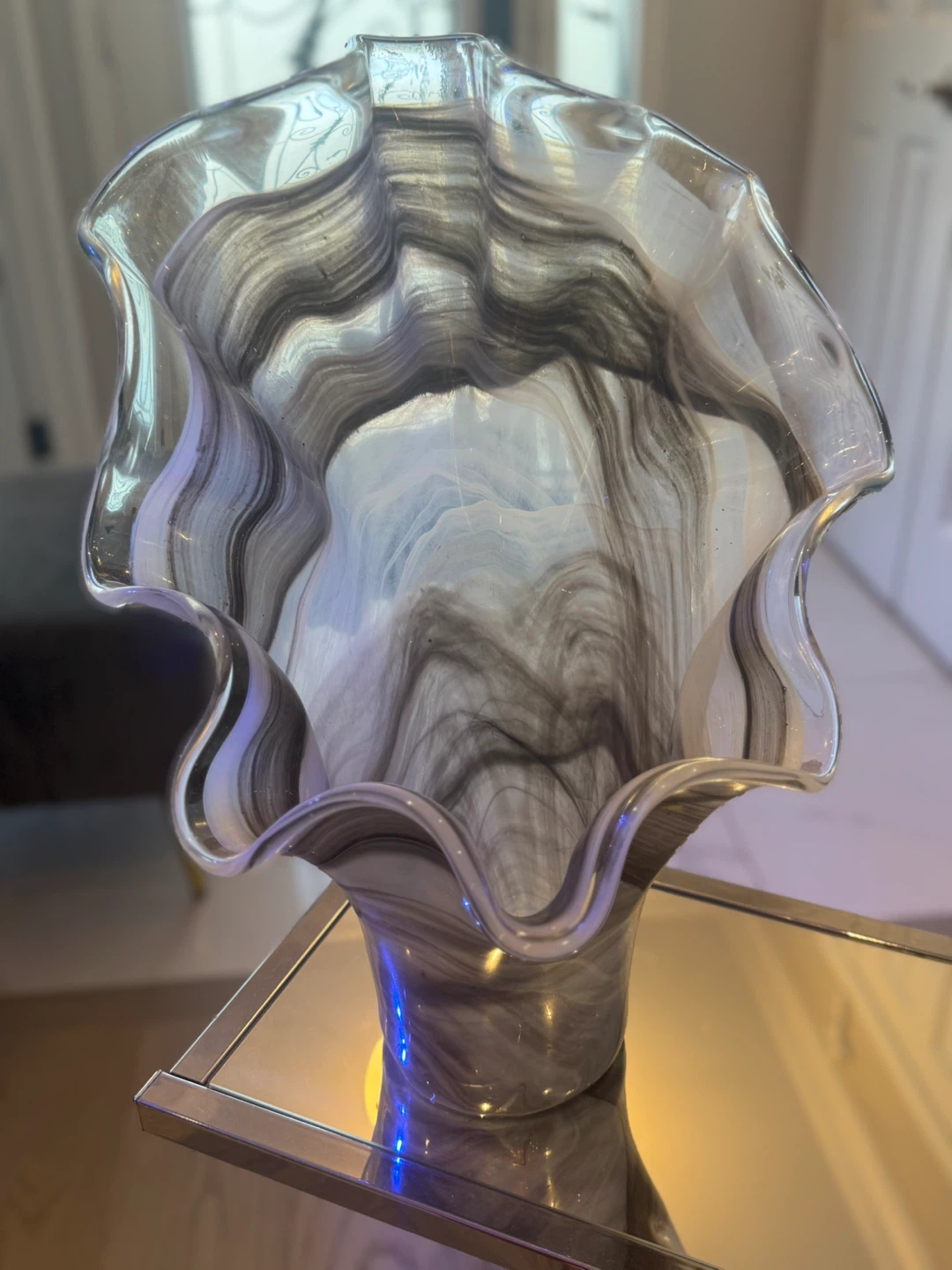 Decorative Glass Vase - Grey White Swirl - photo 3