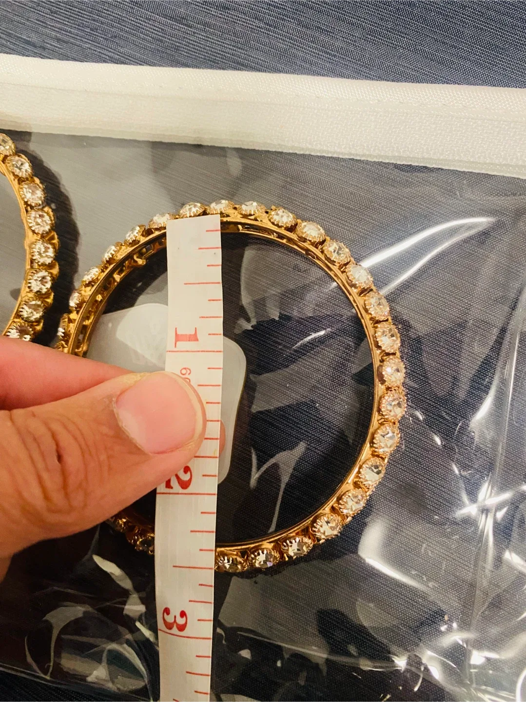 Gold color Bangles with Rhinestones - Set of 2 image indicator(5)