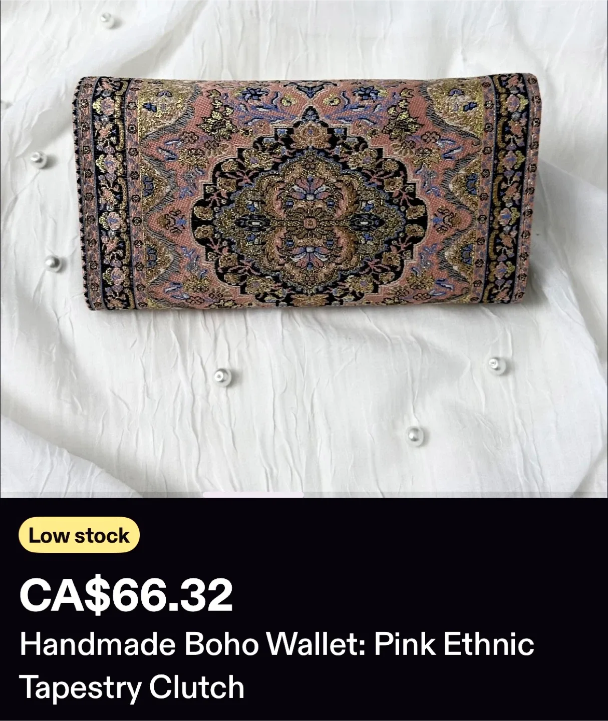 *REDUCED*Handmade Boho Turkish Tapestry Clutch Wallet image indicator(4)