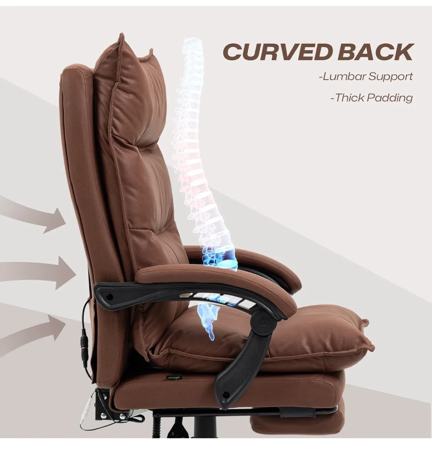 Vinsetto Brown Massage Office Chair w/ Vibration & Heat image indicator(5)