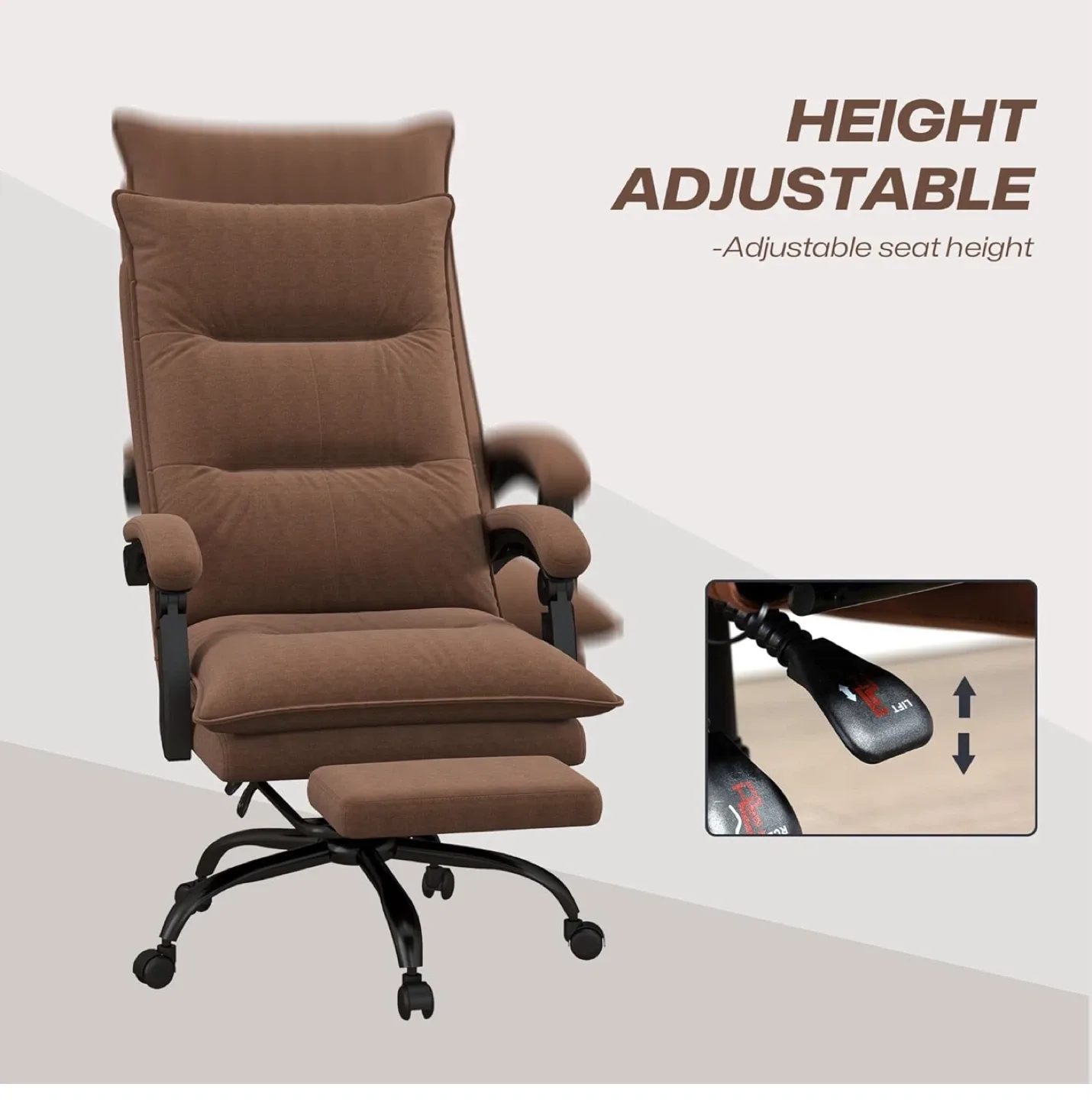 Vinsetto Brown Massage Office Chair w/ Vibration & Heat image indicator(6)