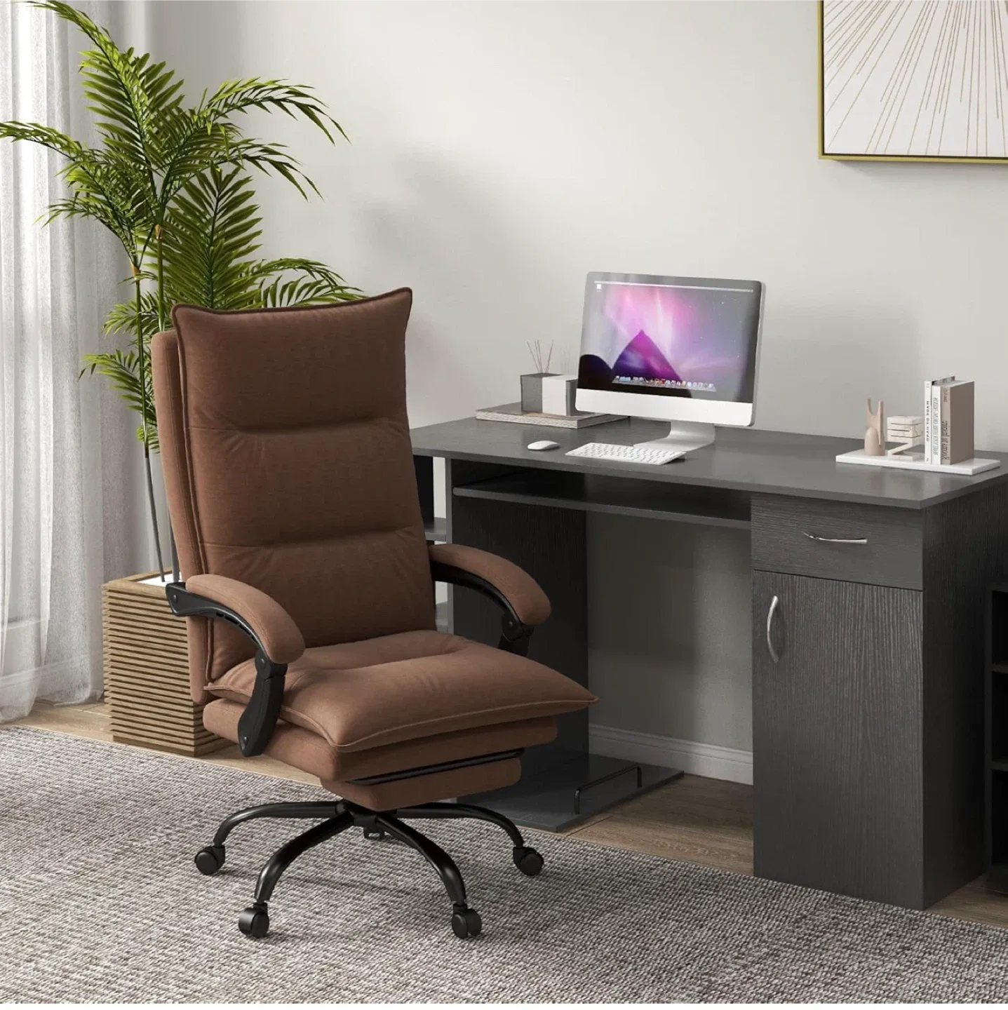 Vinsetto Brown Massage Office Chair w/ Vibration & Heat image indicator(2)