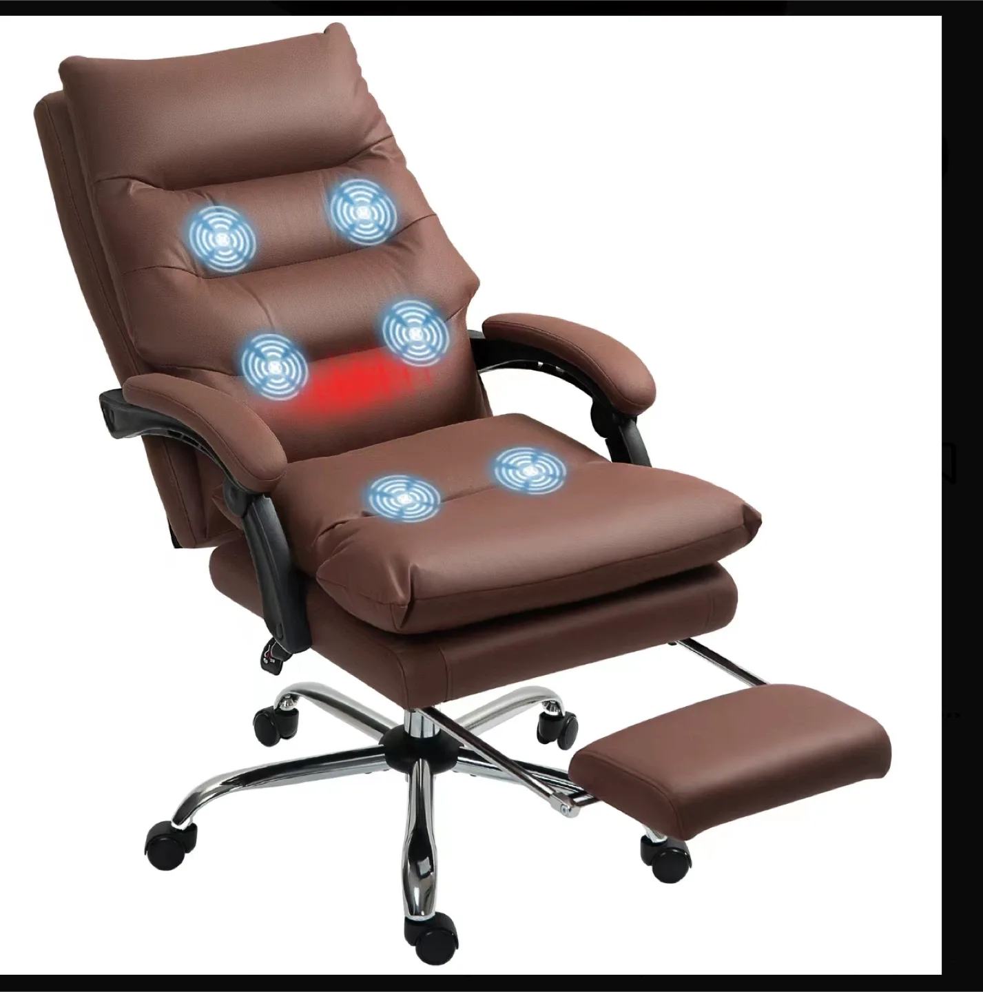 Vinsetto Brown Massage Office Chair w/ Vibration & Heat image indicator(10)