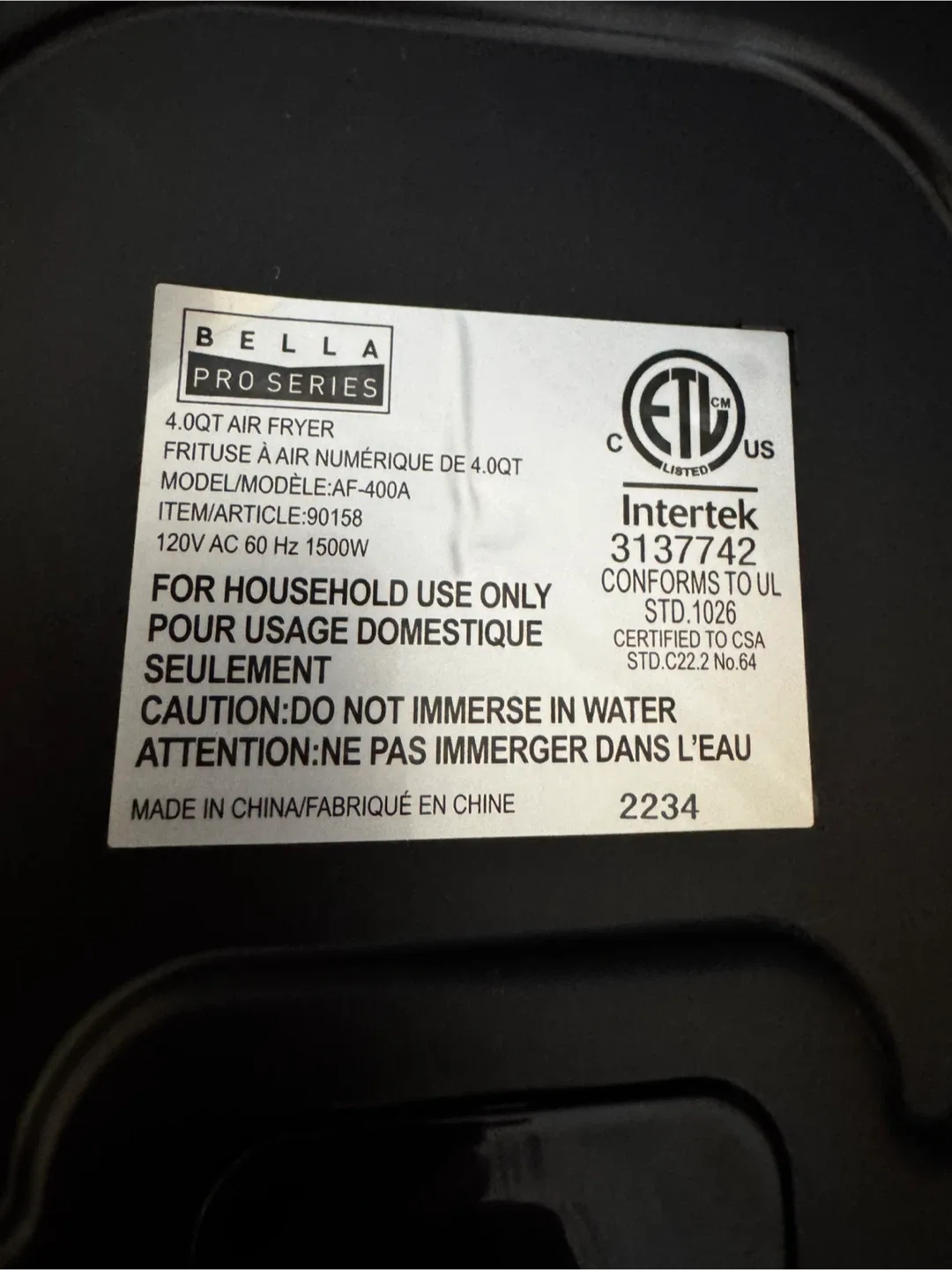 Bella Pro Series 4.0QT Air Fryer image indicator(4)