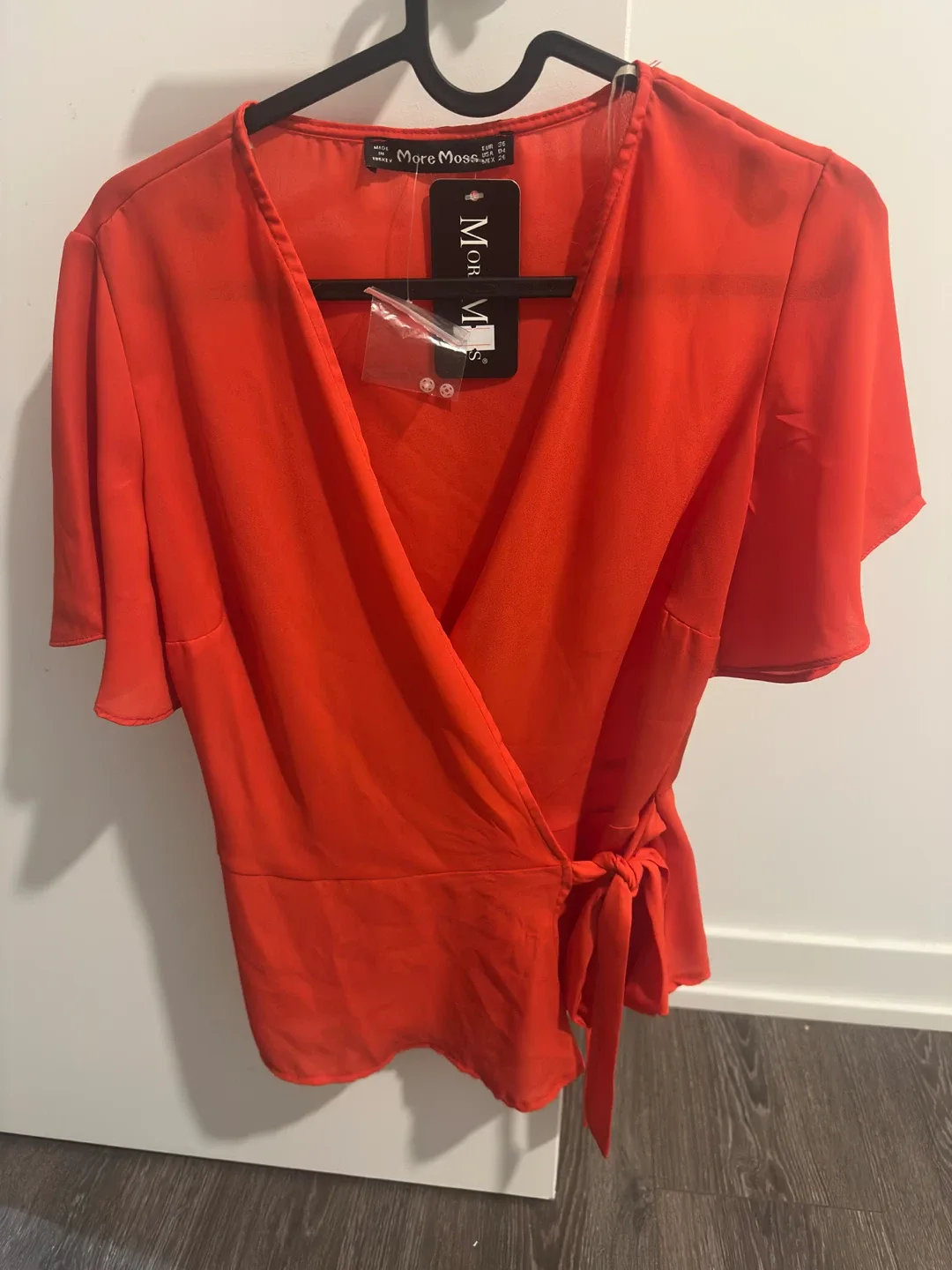 New More Moss Orange Wrap Blouse - Size S thumbnail