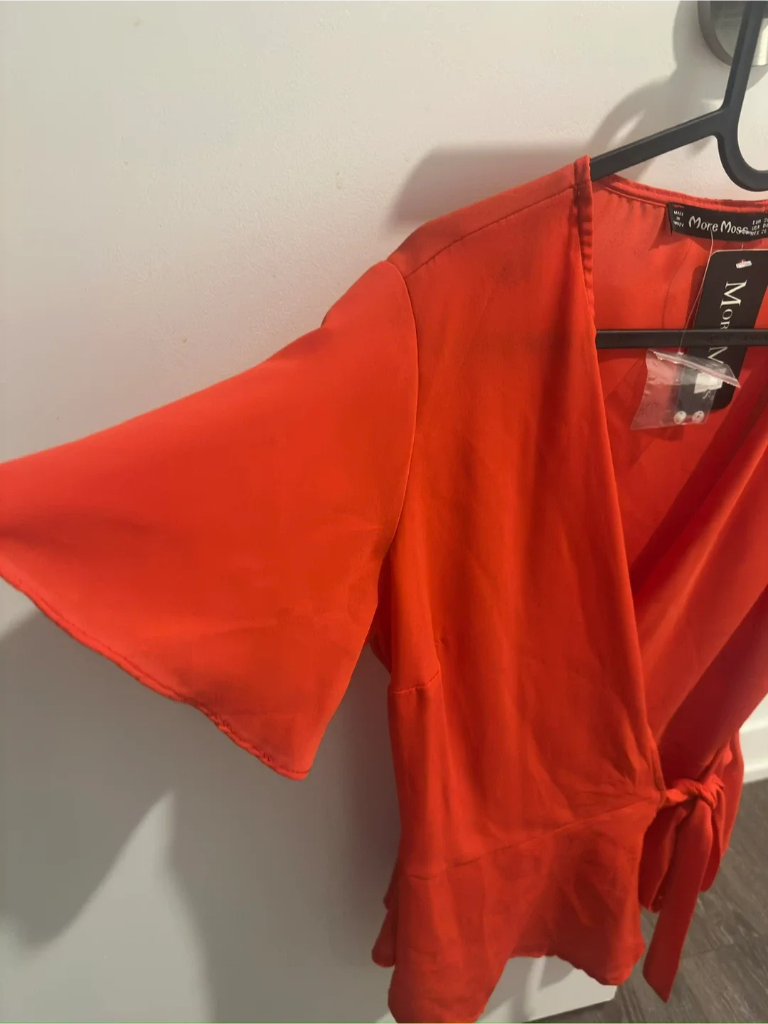 New More Moss Orange Wrap Blouse - Size S image indicator(3)
