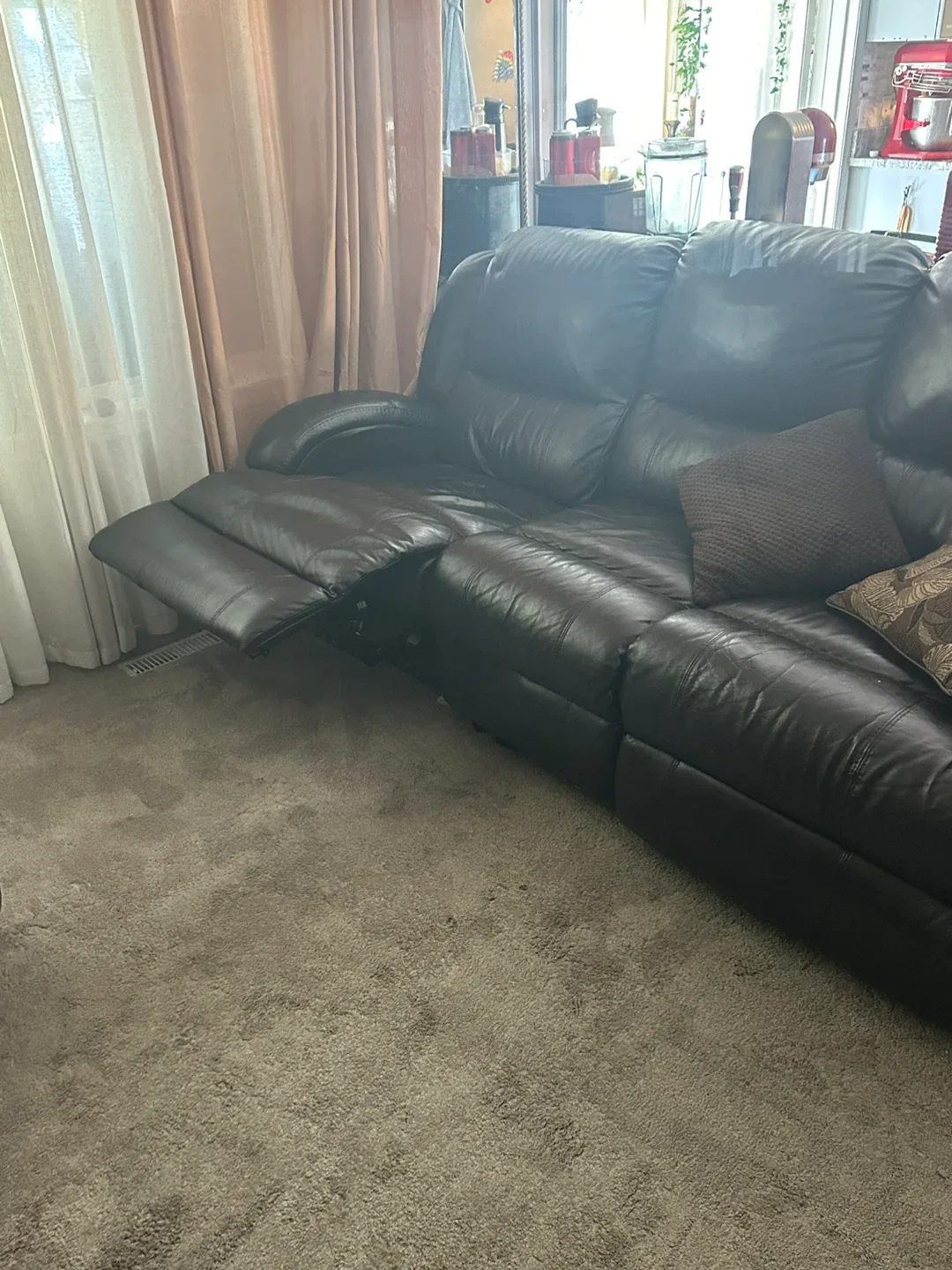 Brown Leather Reclining Sofa image indicator(2)