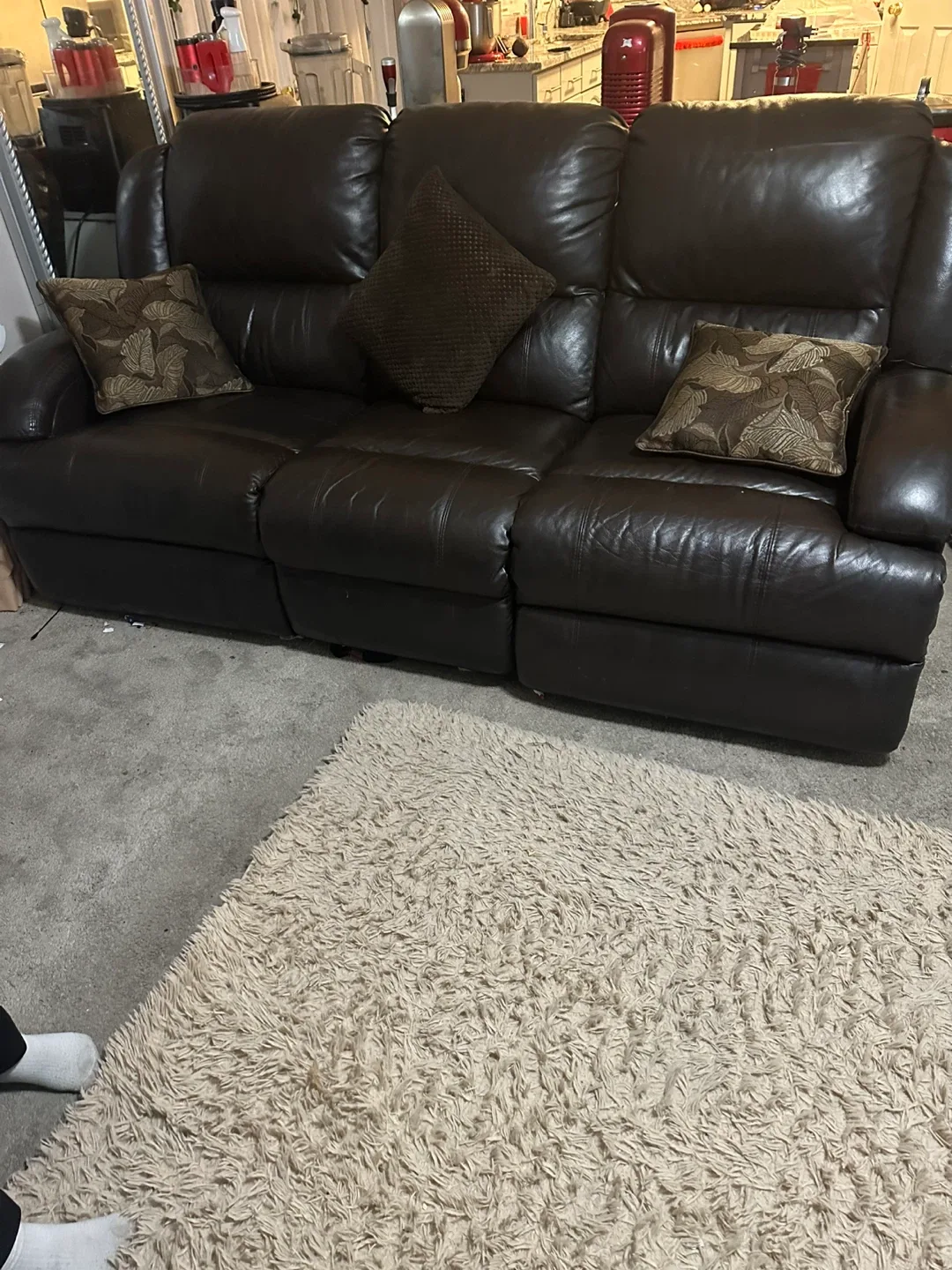 Brown Leather Reclining Sofa thumbnail