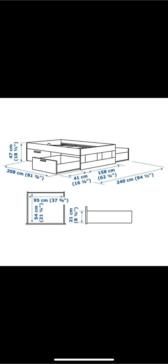 IKEA Brimnes Bed Frame w/ Storage image indicator(2)
