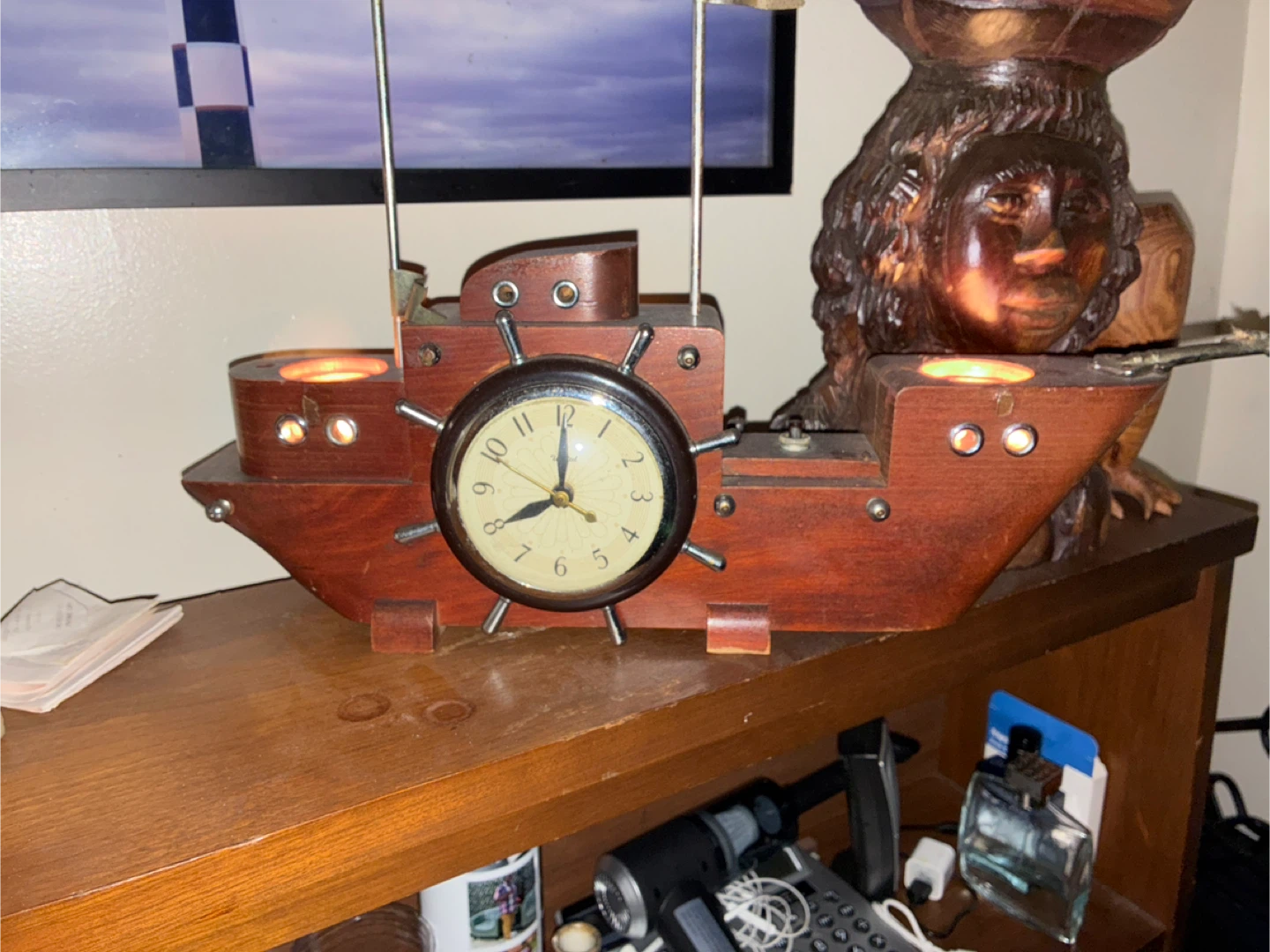 Wooden Ship Clock