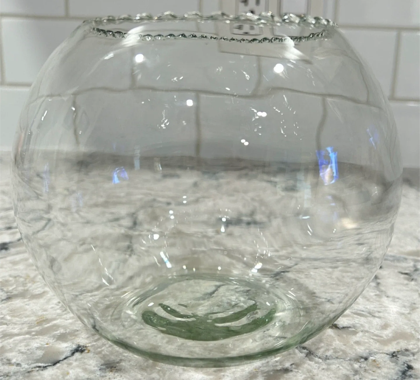 Clear Glass Round Vase, 5" Height