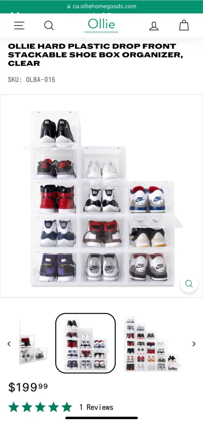 Ollie Drop-Front Shoe Box Organizer - Set of 12 - Clear