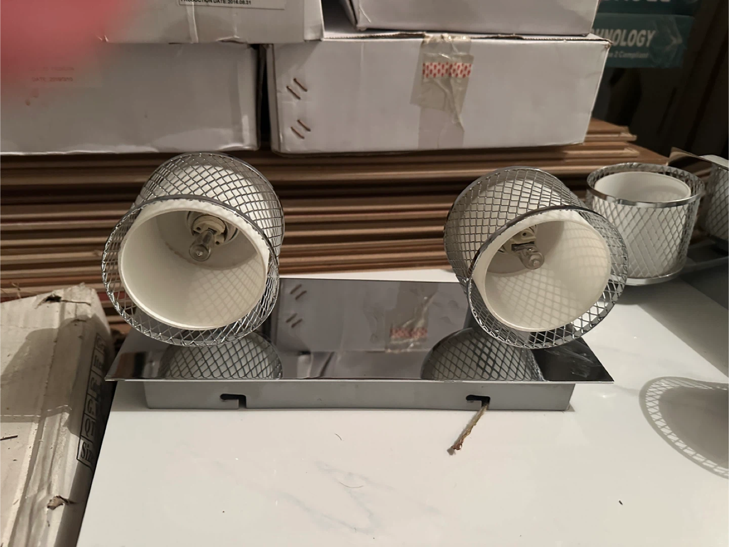 Chrome & White Vanity Light Fixture
