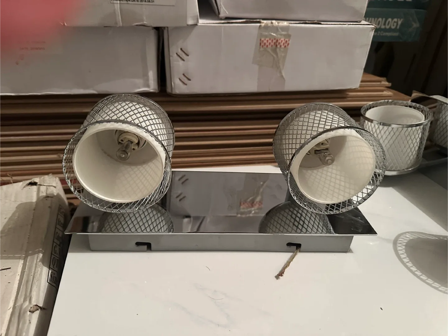 Chrome & White Vanity Light Fixture