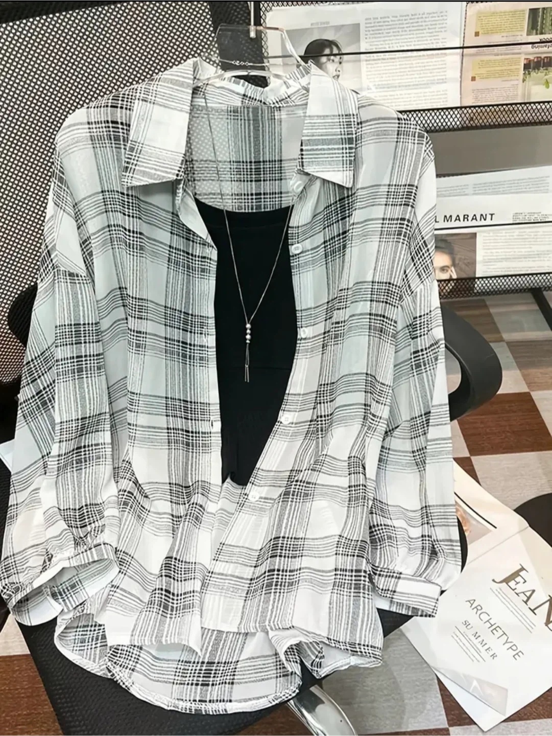 Plaid Button-Up Shirt