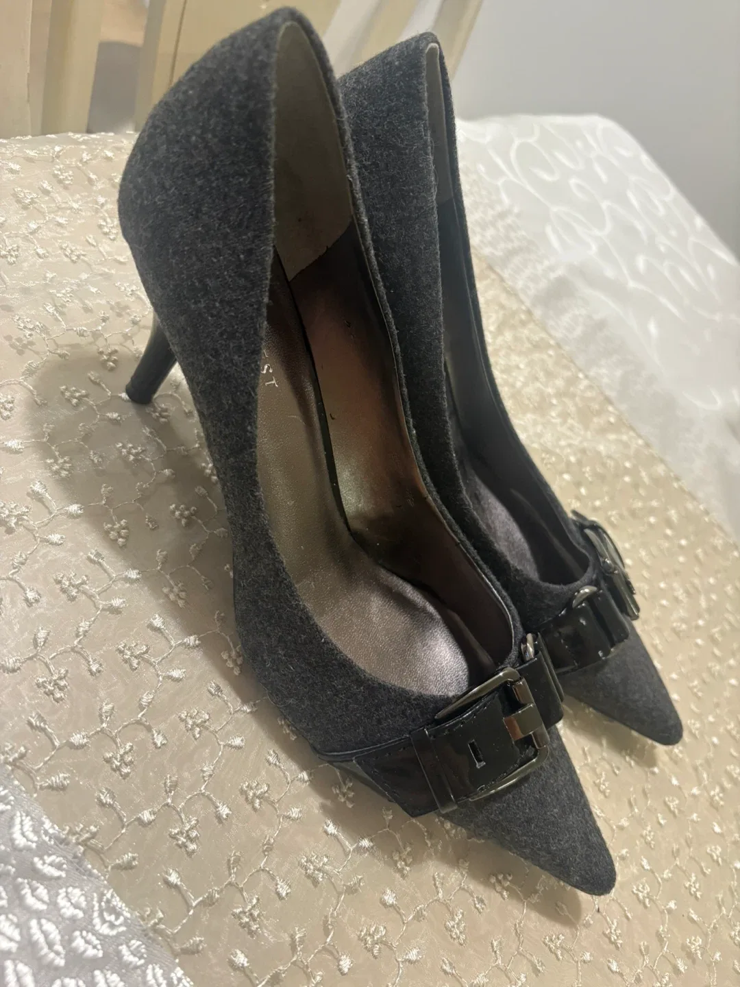Nine West Grey Heels, Size 6.5M thumbnail