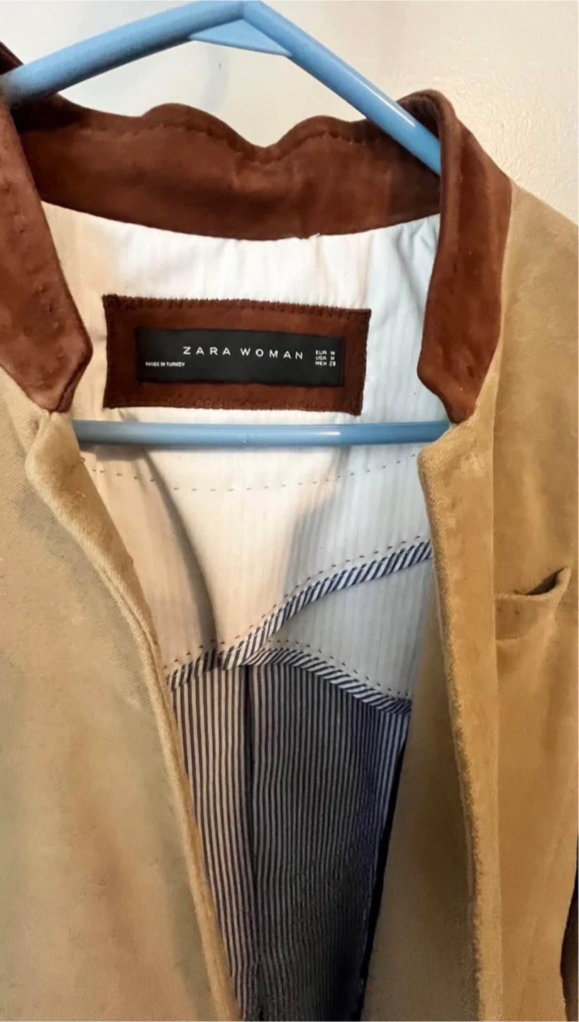 Zara Woman Beige Suede Blazer - Size M - photo 2