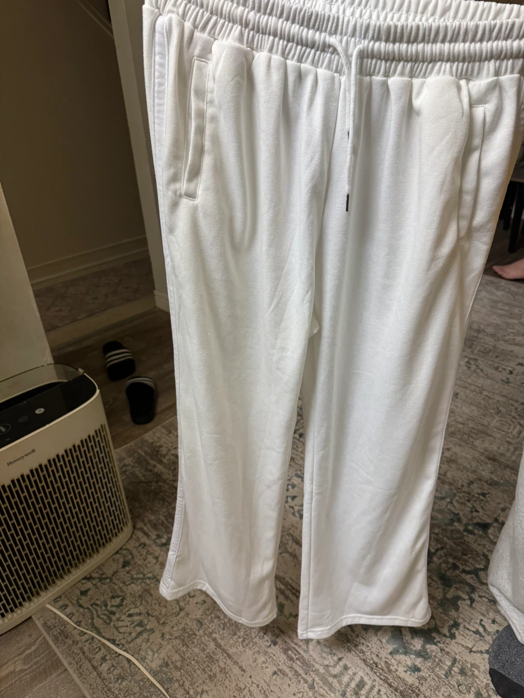 White Polyester Sweatpants - Size L