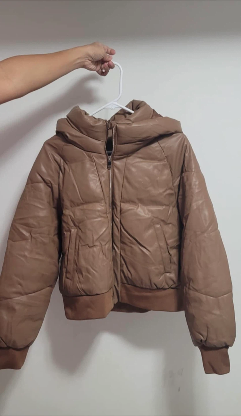 Brown Puffer Jacket with Hood