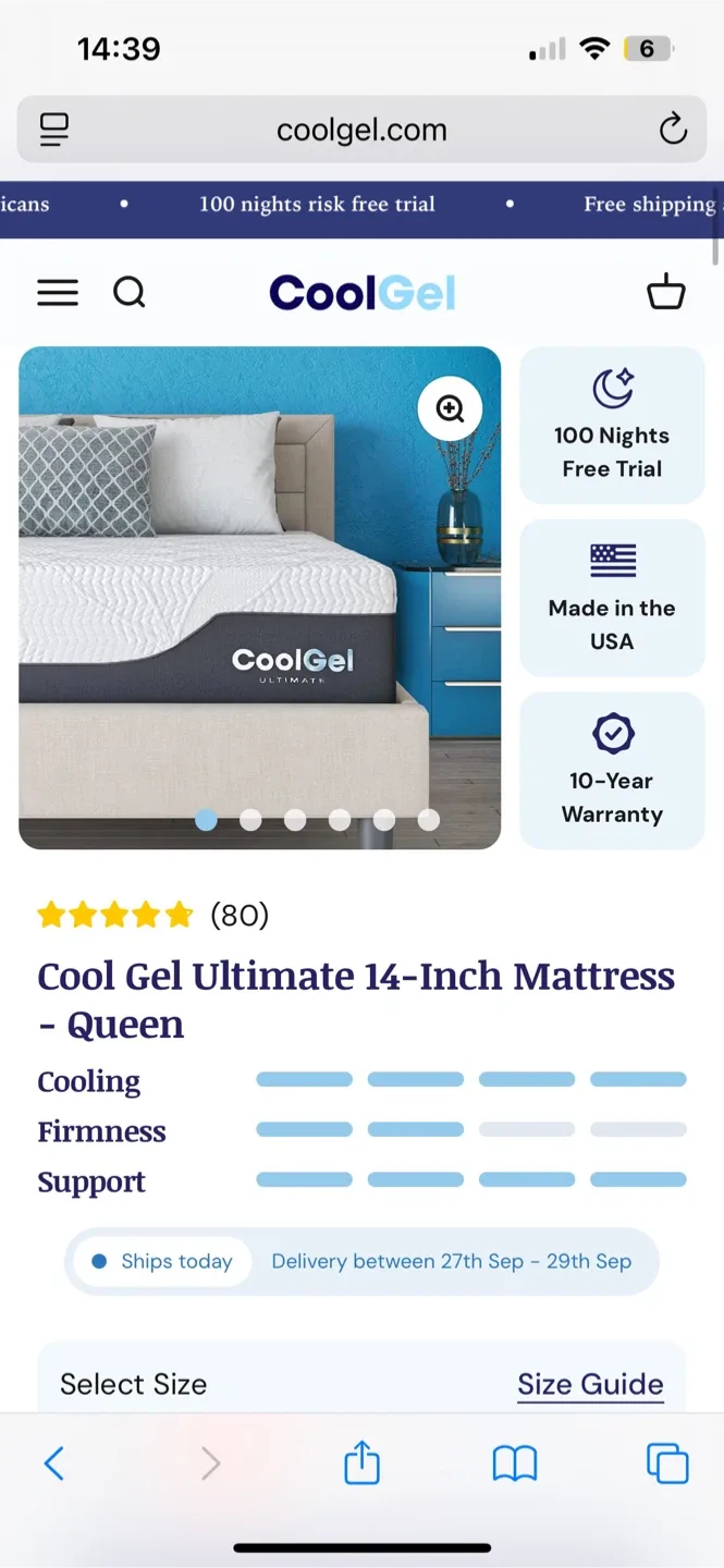 CoolGel Ultimate Mattress queen size and base image indicator(6)