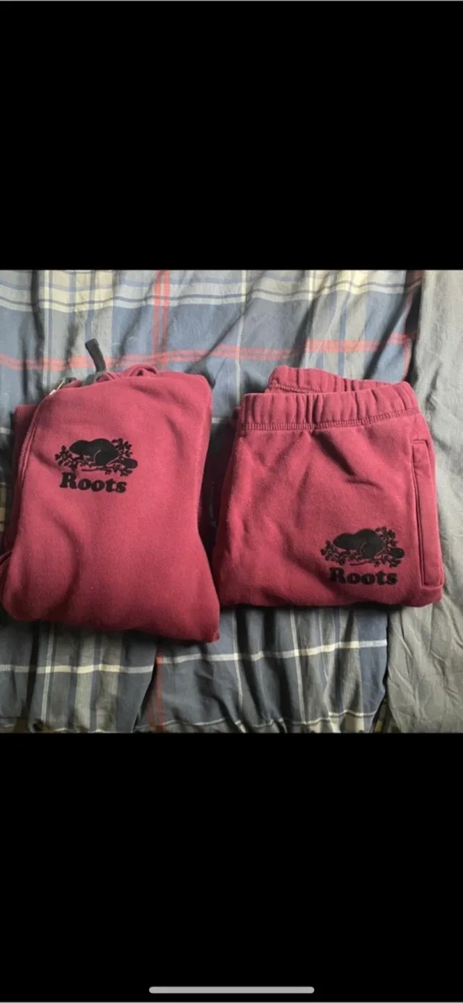 Roots Burgundy Sweat Suit Set