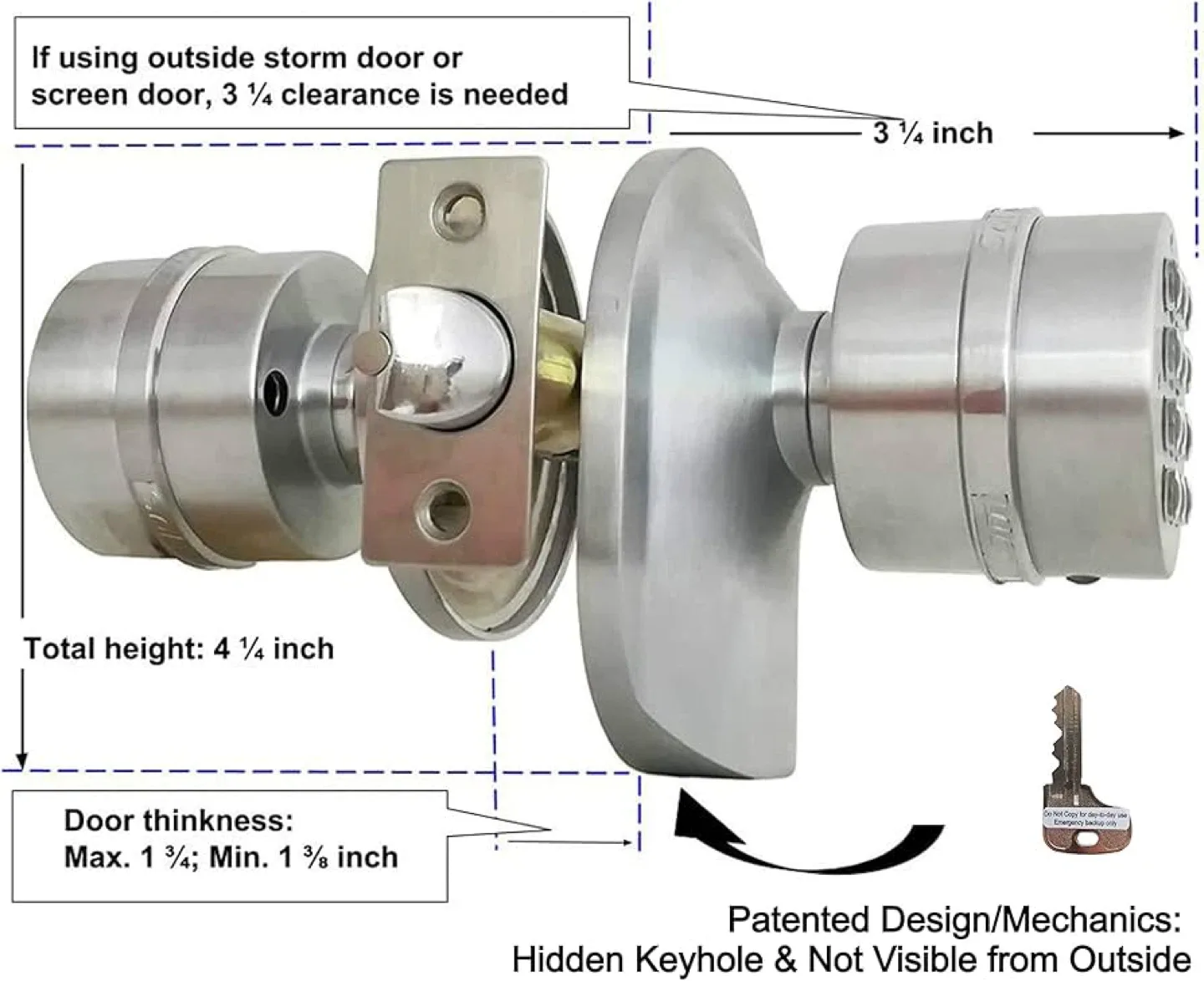Combination Door Lock with Key Backup image indicator(3)