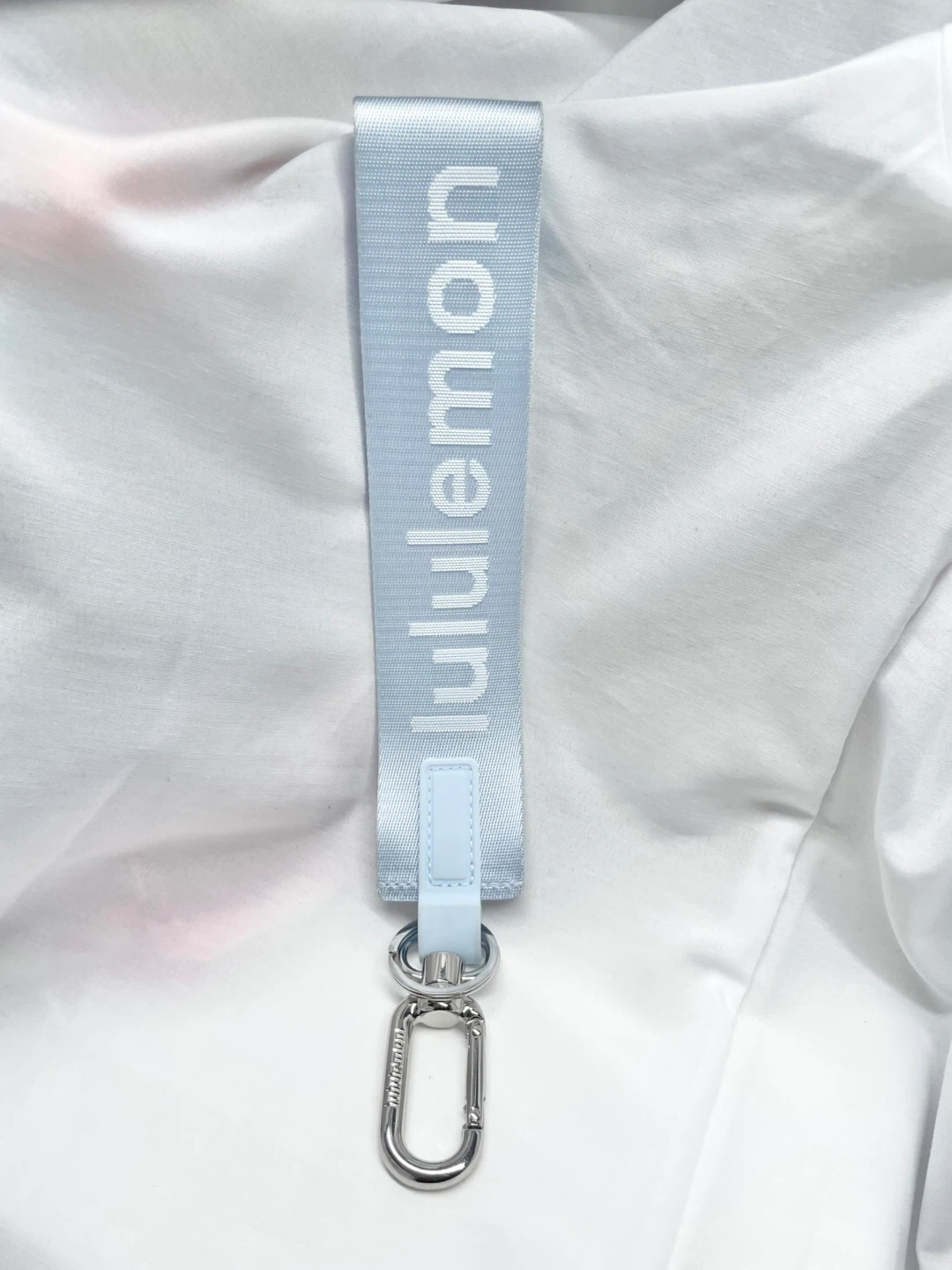 Never Lost Keychain Lululemon Sky Blue Lanyard with Silver Clip