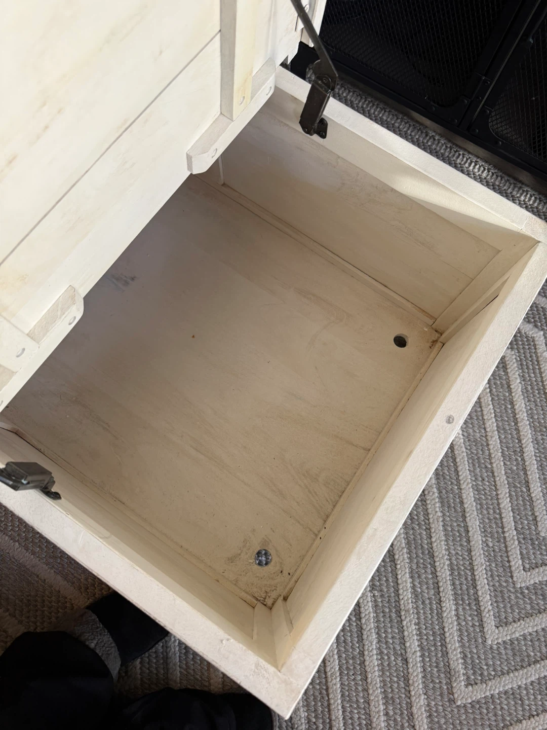 White Wooden Coffee Table with storage - photo 2