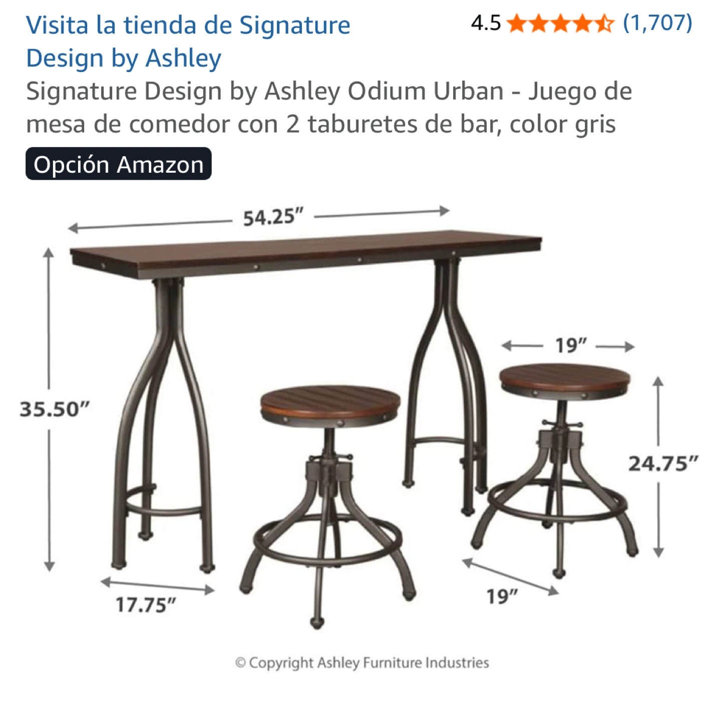 Signature Design by Ashley Odium Urban Table & 2 Stools - photo 2