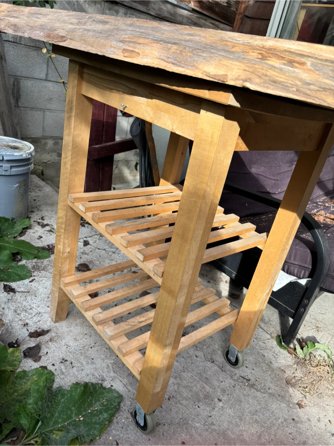 Wooden Kitchen Island Cart with butcher block top image indicator(3)