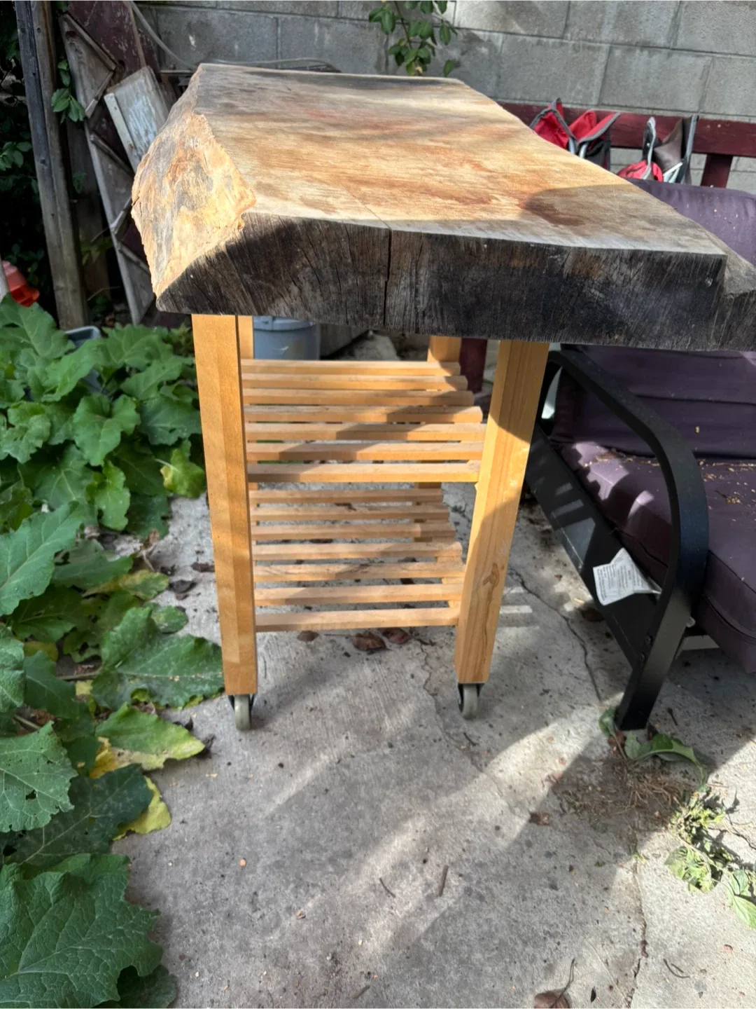 Wooden Kitchen Island Cart with butcher block top image indicator(2)