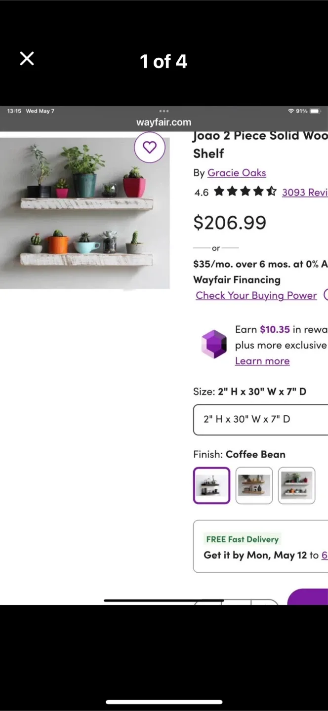 Joao 2 Piece Solid Wood Shelf image indicator(2)