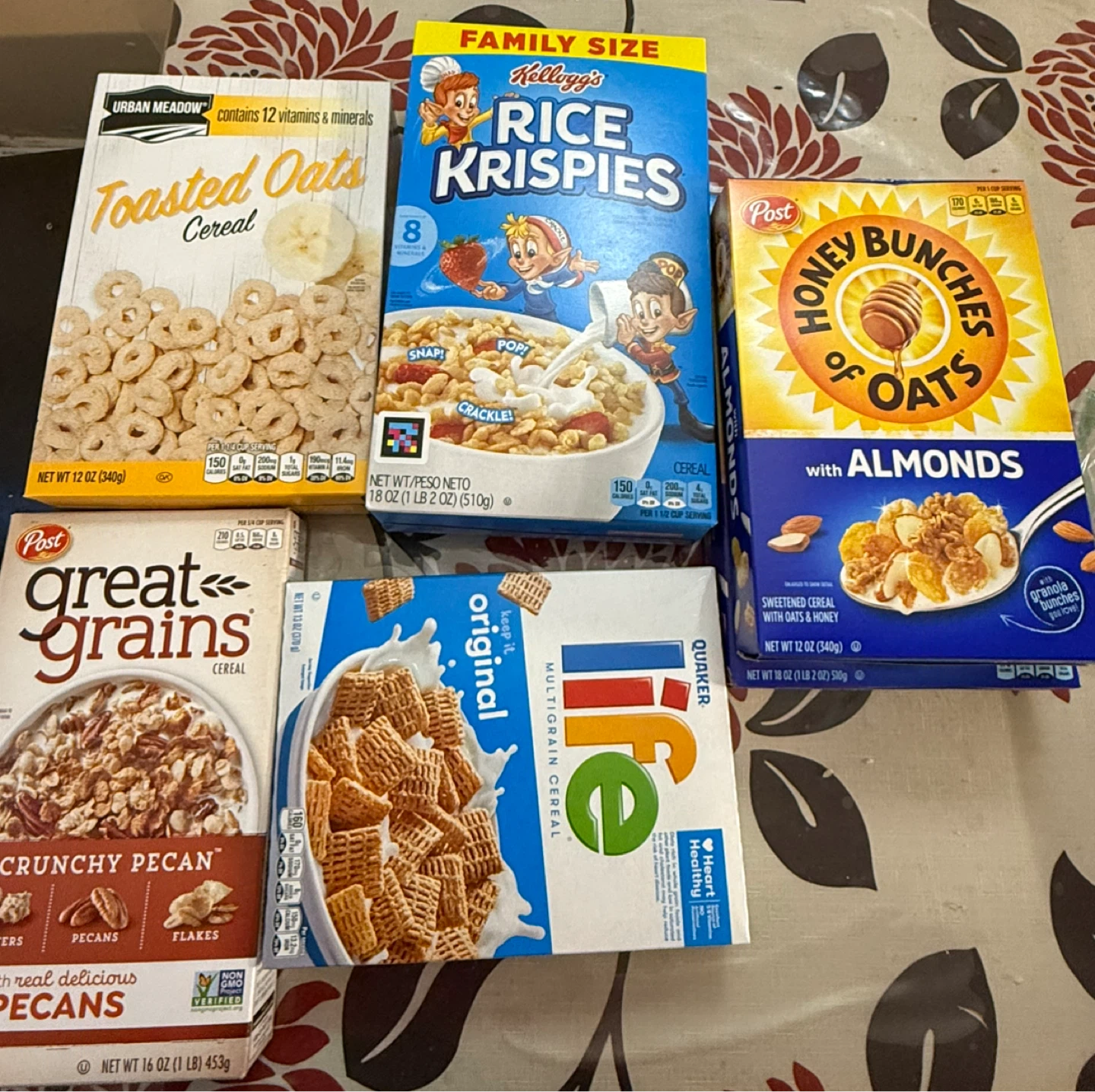 Variety of Cereals: Rice Krispies, Honey Bunches, Life & More!