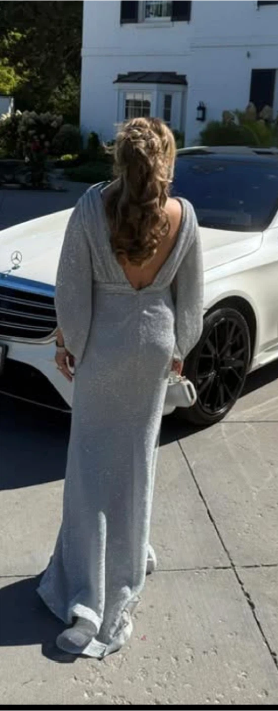 Gorgeous formal silver dress - photo 2